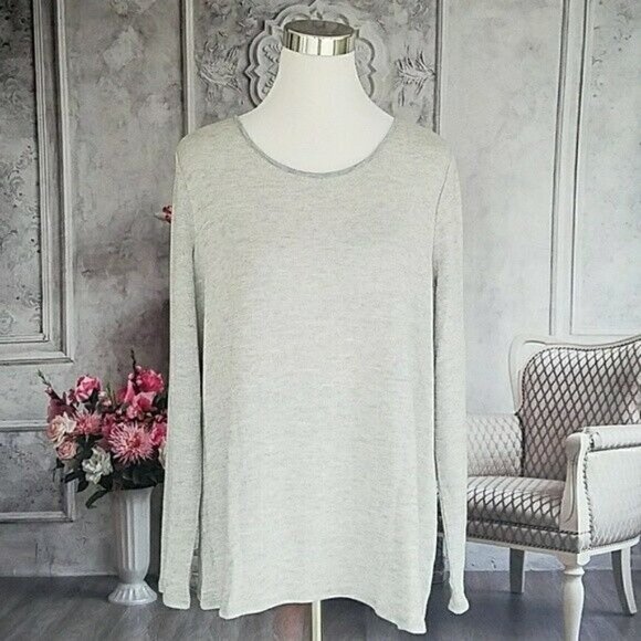 new Directions Metallic Silver Crew Scarf Neck Knit Sweater Plus Size XL / 0X - Picture 6 of 8